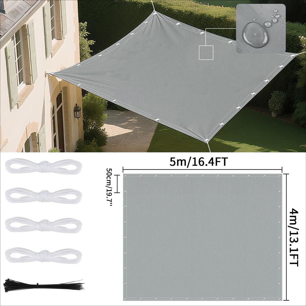 Waterproof Shade Sail with Grommets Tent Tarp Cover Sunshade Cloth Awning Canopy for Outdoor Garden Patio Camping Hiking Shelter