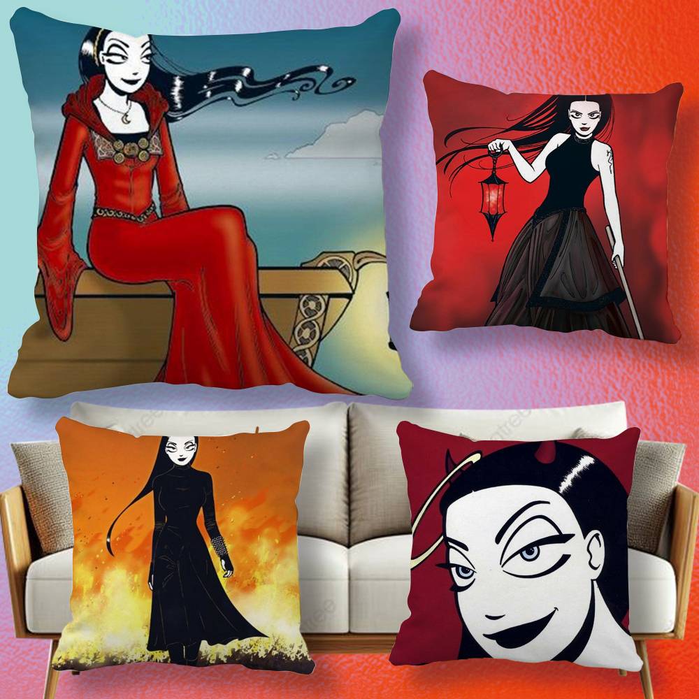 Goth Girl Nemi Doublesided printed pillow cover Solid color minimalist pillowcase fits all bedroom styles