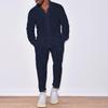 Completo Estivo Casual da Uomo in Lino Beige a 2 Pezzi: Camicia con Collo alla Mandarina e Pantaloni Conici