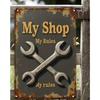 Man Cave Garage "My Shop My Rules" 3D Metal Wall Sign, Vintage Wrench Decor, Art Accent for Mechanics & DIYers