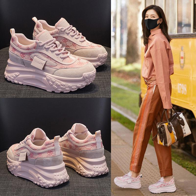 Daddy shoes special canvas women's 2025 spring new casual shoes French round head thick sole heightening casual sports shoes