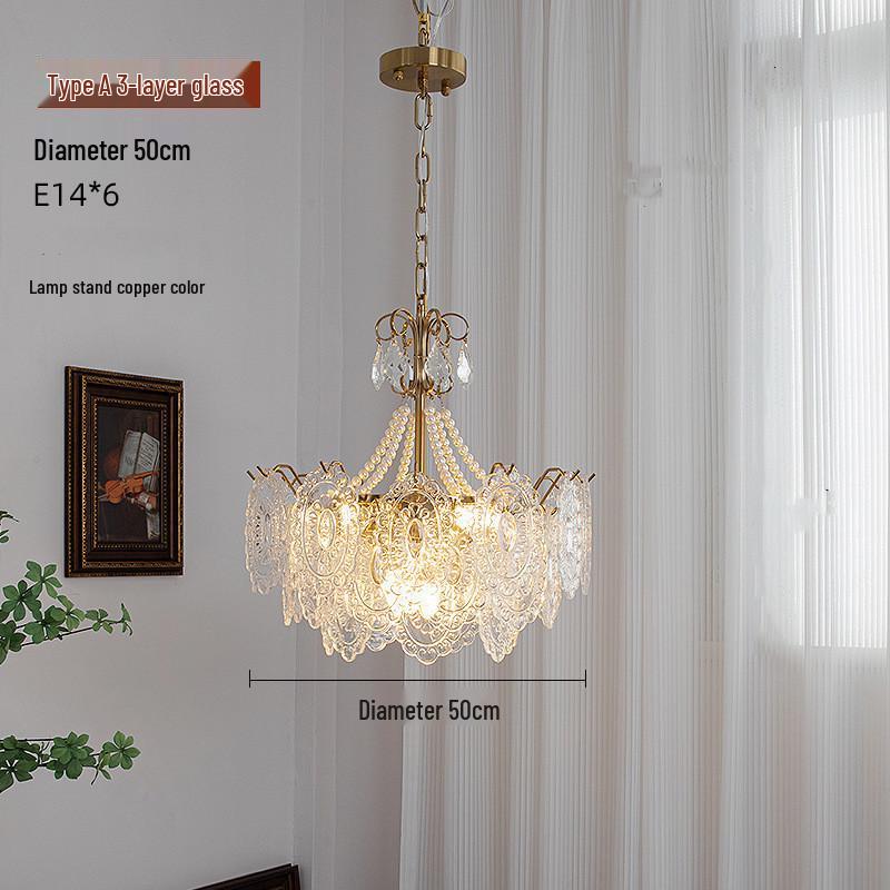 Classic Retro French Glass Crystal Chandelier for Living Room, Restaurant, or Bedroom