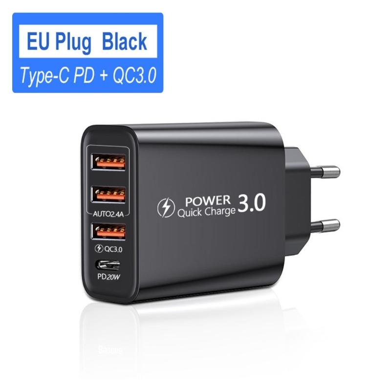 To Europe Charger With 3 USB Type C Port Fast Charging Universal Travel Adapters For Multiple Devices