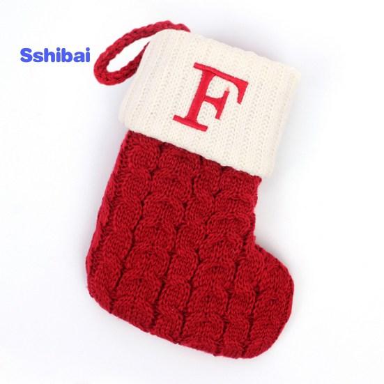Christmas Sock Ornament with Lanyard Large Capacity Rich Color Classic Letter Design Stocking Hanging Decoration