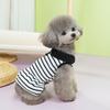 Soft Cat Lapel Dresses Breathable Pet Skirt Fashion Dog Striped T-shirts  for Puppy Kittens