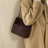 Suede Shoulder Bag with Front Pocket Large Capacity Fashion Everyday Bag