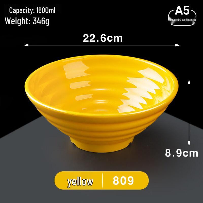 A5 Melamine Imitation Porcelain 9-Inch Ramen/Soup Bowls (10-Pack)