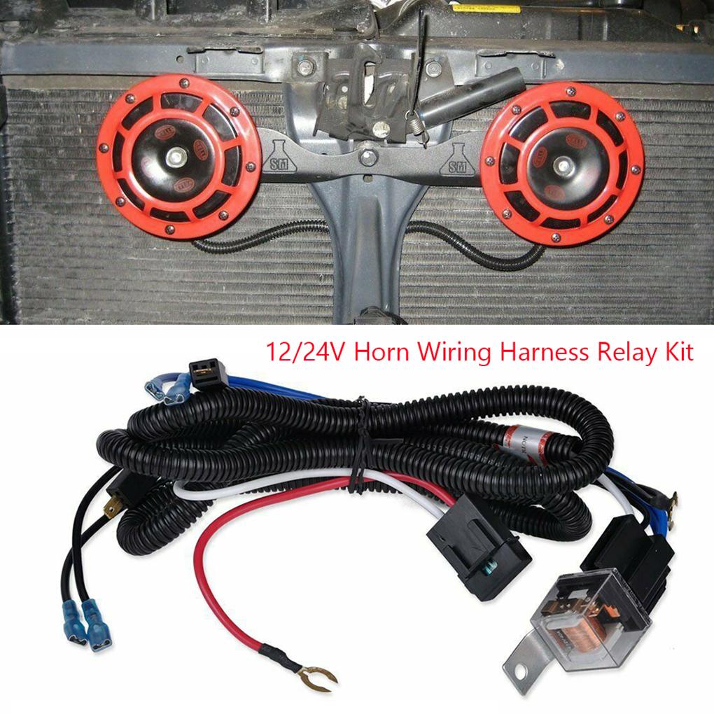 12V Horn Relay Wiring Harness Kit For Grille Mount Electric Blast Horn Universal Motorcycle Horn Wire Wiring Harness Kit 170CM