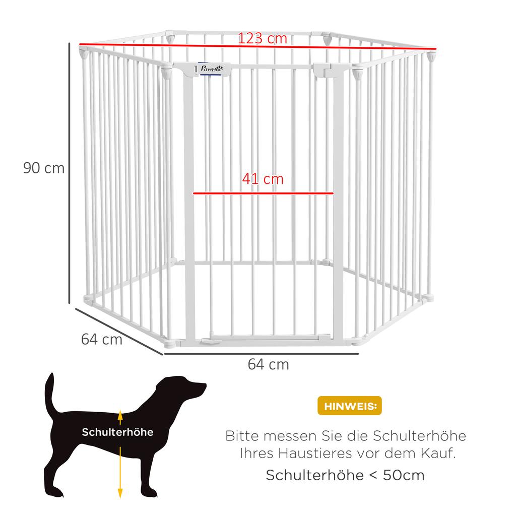 6 Panels Foldable Dog Playpen, Puppy Pen Crate with Door - White