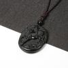 Twelve Zodiac Obsidian Guardian Pendant Necklace - Zodiac Crystal Mahjong Design