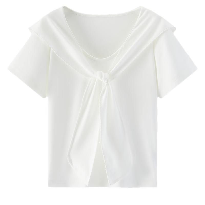 Semir Women's Ruffled Collar Short Sleeve T-Shirt
