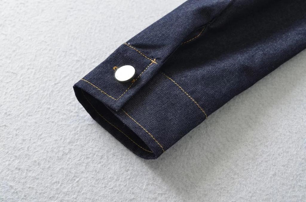 Women's Denim Belted Shirt Dress - Retro Lapel, Waist-Cinching, Hip-Hugging Short Skirt for Autumn/Winter