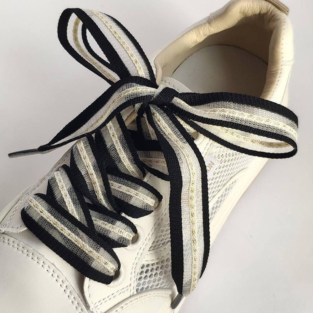 New 2cm Bow Wide Rope Ultra-thin Solid Color Snow Yarn Shoe Laces Satin Silk Ribbon Low-top Canvas Shoe Laces