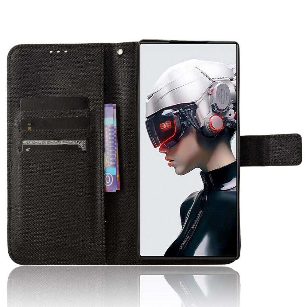 

For ZTE nubia Red Magic 9 Pro 5G/9 Pro+ 5G Phone Case Leather Wallet Stand Black