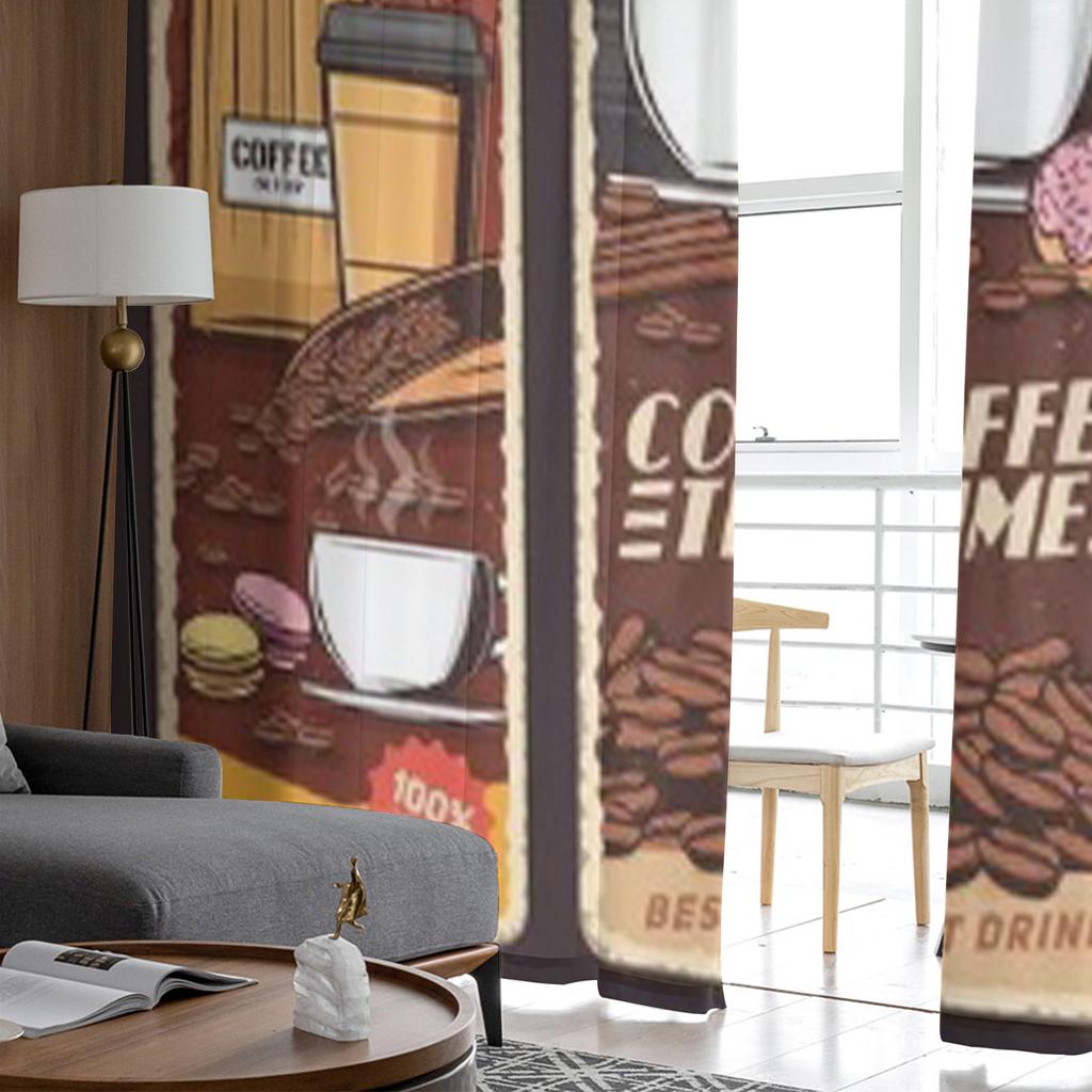 Banery w stylu vintage do kawiarni, menu kawiarni i kawiarni, tiulowe przezroczyste zasłony do salonu, dekoracja kuchni, woalowa zasłona z organzy