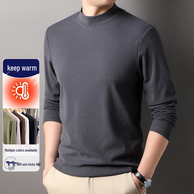 Men s Double-Sided Fleece Half-High Collar Thermal Shirt: 2025 Autumn/Winter Long Sleeve Warm Sweatshirt 3XL
