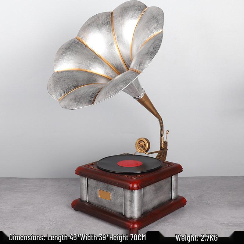 Vintage European-Style Gramophone Ornament: Nostalgic Record Model for Living Room or Wine Cabinet Decor