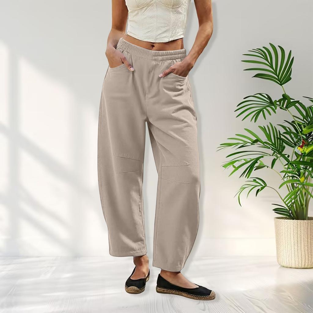 Ladies' Color Casual Fashion Breathable Loose Cotton And Linen Pants