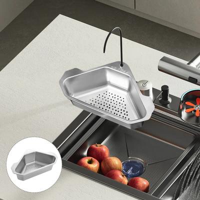 Stainless Steel Sink Drain Basket Multifunctional Kitchen Gadget Easy Clean Rustproof Smooth Edges Design for Cutlery and Waste