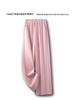 Apricot Draped Narrow-Wide Leg Women's Pants, Spring/Autumn 2025, Popular Light Luxury Casual Elastic Waist Straight-Leg Design.