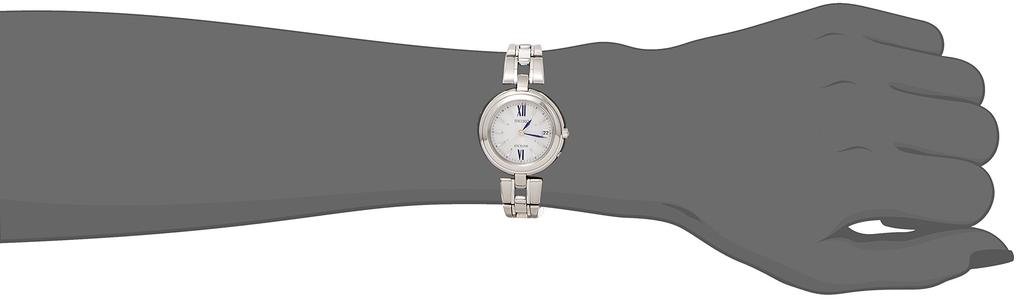 Seiko Watch Exceline Solar Radio-Controlled Titanium Watch, White Dial, Silver, SWCW131, Women's