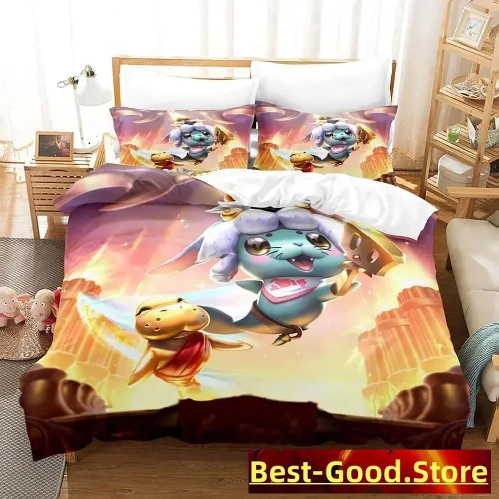 

Comforter 3D Game Teamfight Tactics Bedding Set Single Twin Full Queen King Size Bed Set Adult Kid Bedroom s Home Textiles Comforter (quilt)-EU Single(135*200cm)3pcs