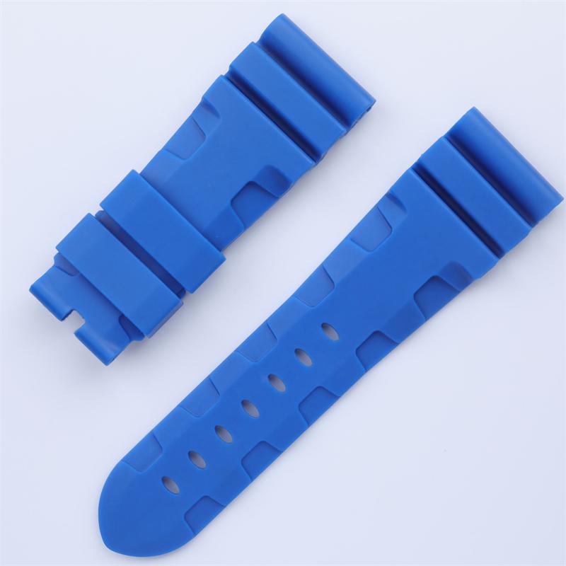22mm 24mm 26mm Quality Soft Nature Silicone Rubber Watchband Black Blue Gray Green Red For Panerai Strap Waterproof Wristband