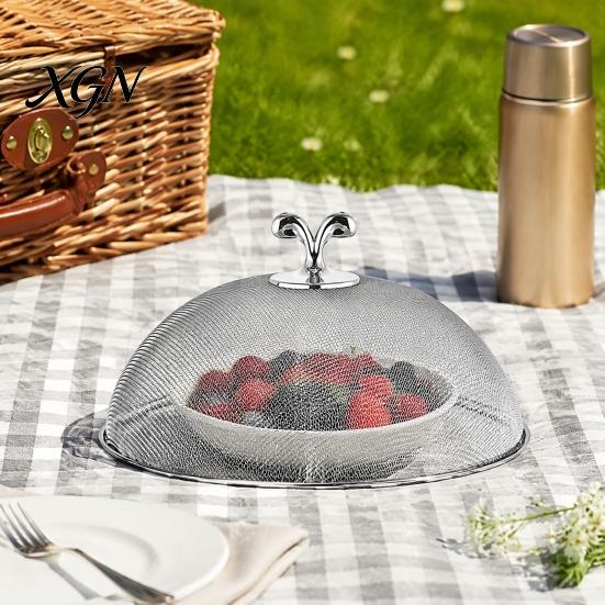 Metal Mesh Food Protectors for Party Stainless Steel Cover with Handle, Insect Control Tents Picnics Tent, Durable Dome Guard Plates And Serving Trays