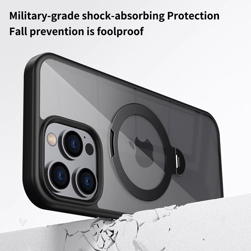 For iPhone 16 Pro Kickstand Case TPU+Acrylic Clear Phone Cover Compatible with MagSafe