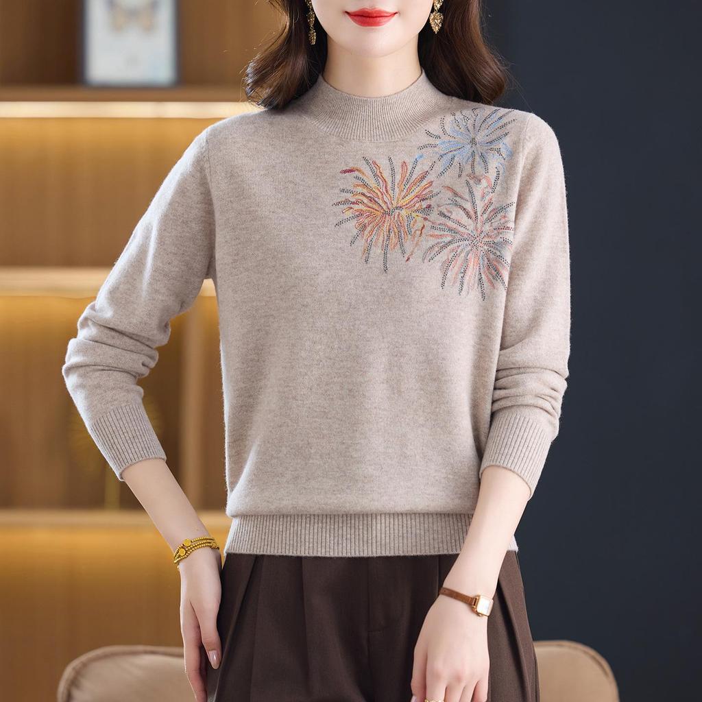 2025 Women's Plus Size Wool Sweater - 100% Wool Winter Base Layer, Loose Fit Fashionable Innerwear for Women