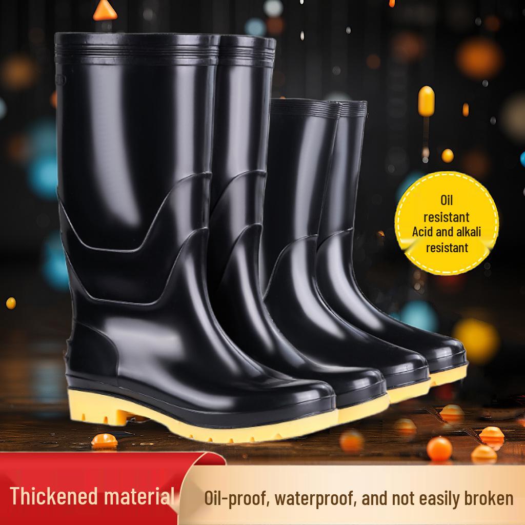 Heren Winter Mid-Kuit Fleece Gevoerde Regenlaarzen - Dik Katoen en Waterdicht