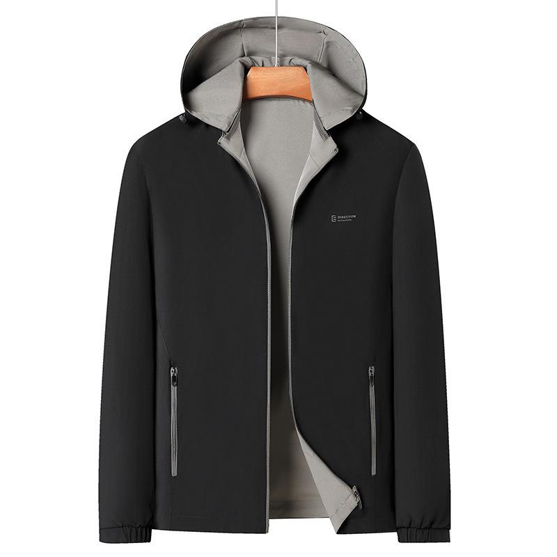 

Двусторонняя носимая куртка с капюшоном на весну и осень для мужчин, куртка для мужчин среднего возраста, пальто для папы, повседневная весенняя куртка для мужчин 4XL