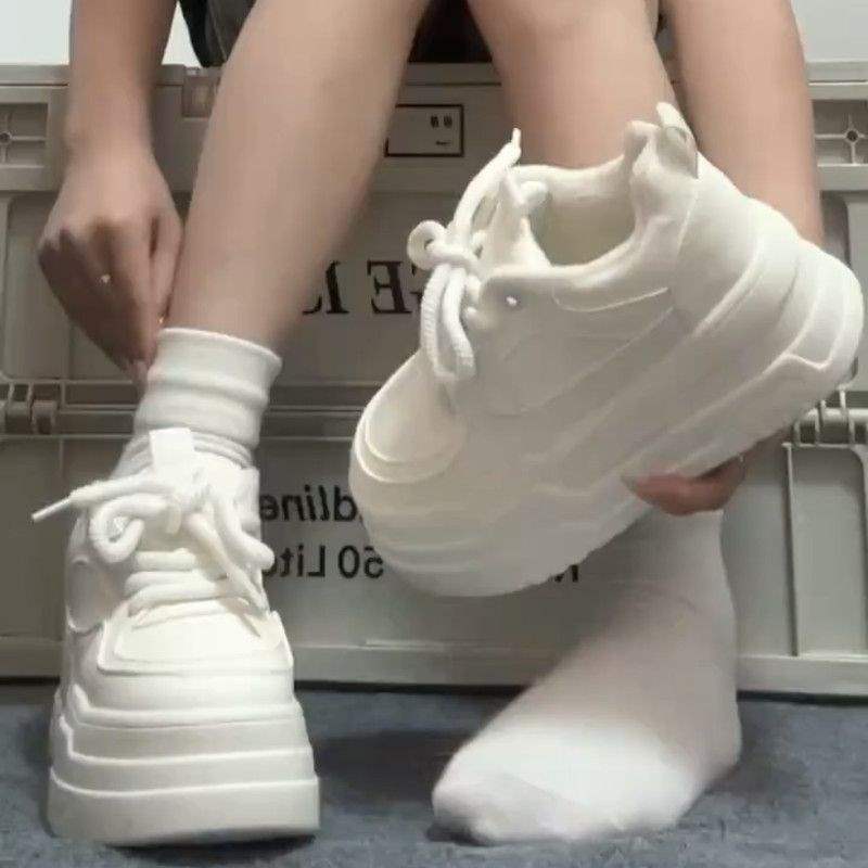 

White winter velvet sneakers women s muffin platform white shoes breadboard shoes heightening casual shoes cotton shoes women 40