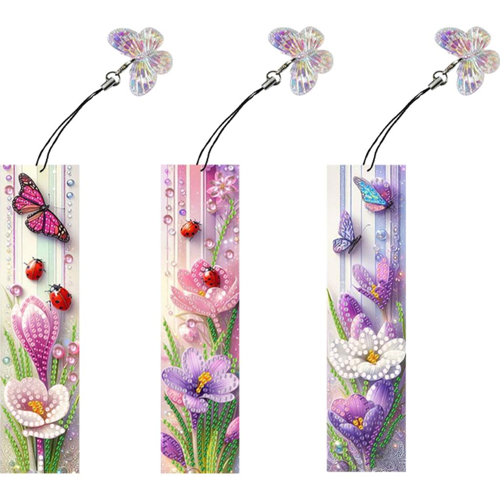 3Pcs Special Shape Flowers Castle Diamond Painting Bookmark 5D DIY Diamond Painting Bookmark DIY Bookmarks Diamond Painting Kits