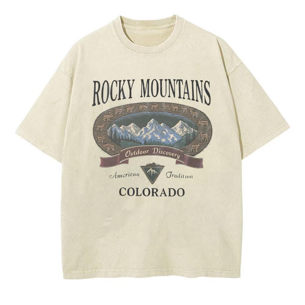 Vintage Elk Graphic Rocky Mountains Colorado Print T Shirt Unisex Unisex Outdoor Discovery Trend Camping 100 Cotton Tshirts