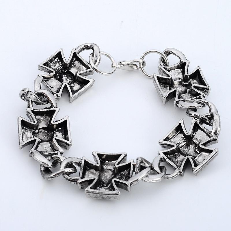 New Retro Celtic Cross Shape Skull Pattern Bracelet Men's Bracelet Fashion Metal Cross Chain Bracelet Accessories Party Jewelry