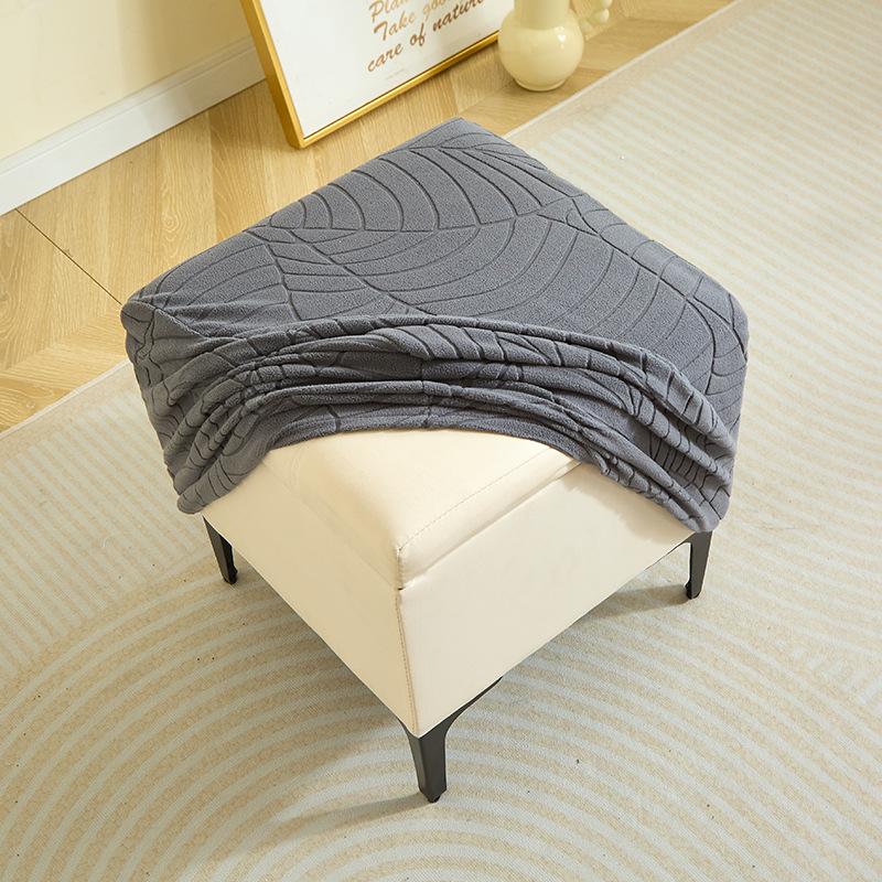 

Foot Stool Cover for Home Use Hotel Leaves Jacquard Sofa Square Foot Stool Covering Storage Stool Dust Resist Cover Latest Style 38*33*33 cm темно-серого