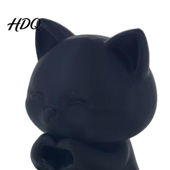 3D Print Lovely Cat Display Figurine Printed Figurine Artistic Desktop Decoration Heart Hand Gesture Kawaii Pose Statue Decor Smiling Tabletop