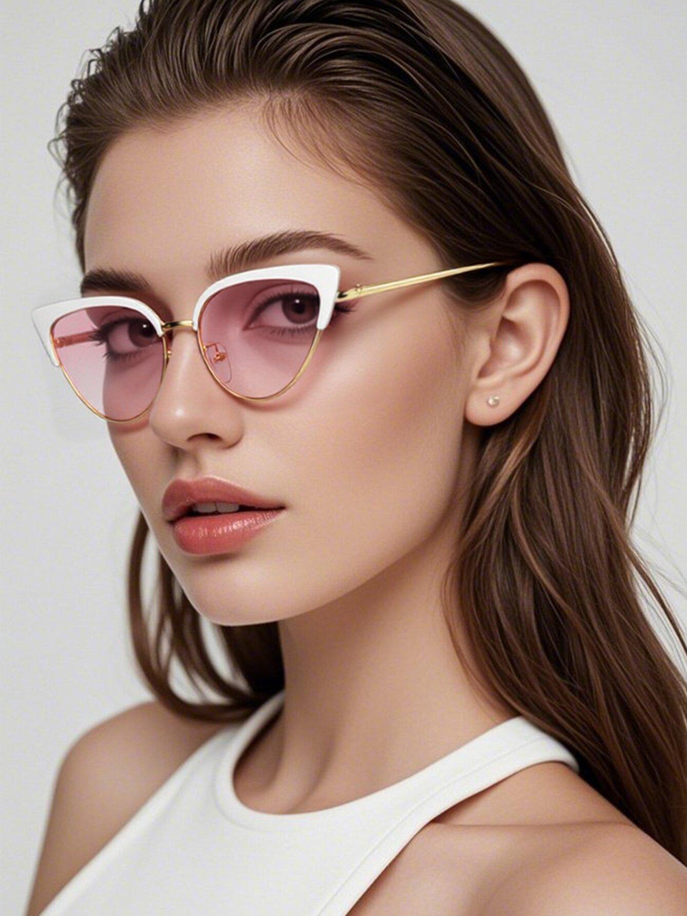 Latest Stylish Cat Eye Sunglasses For Female With High-end Sunglasses Making Face Compact Sun Protection And Uv Ray 1206