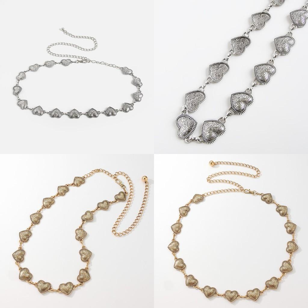 Heart Shaped Metal Carved Waist Chain For Women With Bohemian Design For All Seasons