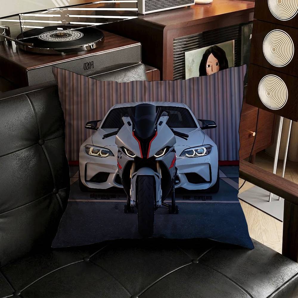 Car and Motorcycle Pillow Case Pillow Case Living Room Sofa Cushion Cover Suitable For Home Bedroom Room Decoration