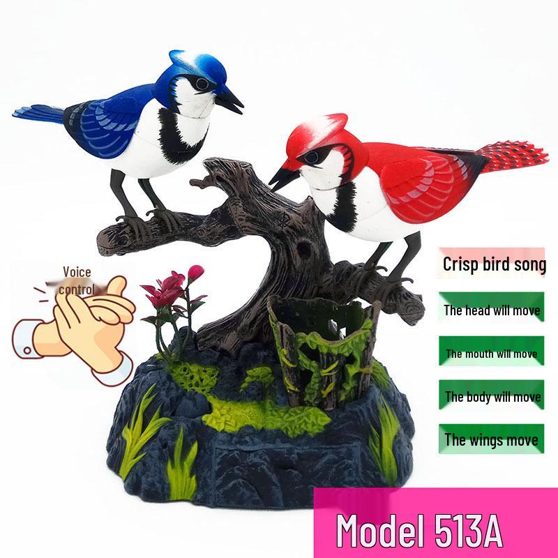 Hlasově ovládaná elektrická hračka Malý ptáček se simulací pohybu a zvuku aktivovaná indukcí