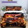 3PC Custom Name Fire Truck Action Bedding Set Duvet Cover Closure Includes 1 Duvet Cover & 2 Pillowcases for Bedroom