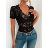 2026 spring and summer new directional elegant women's sexy lace V-neck short-sleeved T-shirt top women