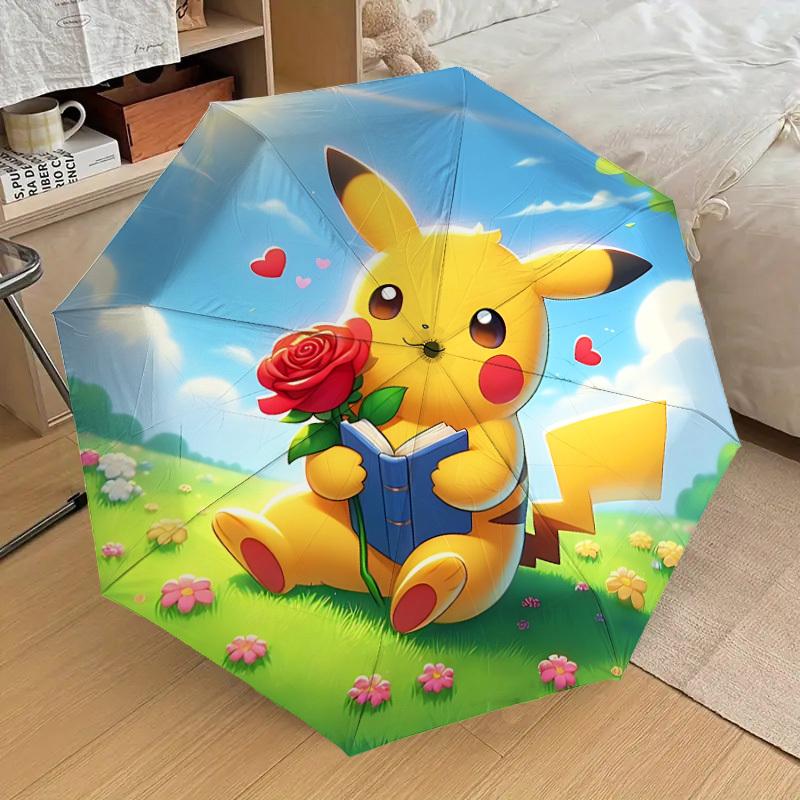1pc Pikachu, Rose Automatic Folding Umbrella] Durable Iron Frame & Rod, Portable Folding, Makes a Great Holiday Gift yy251016260