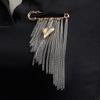 Exaggerate Long Tassel Chain Brooch For Women Handmade Beaded Many Layer Chain Multi Functional Fixed Pin Pants Clothes Decor