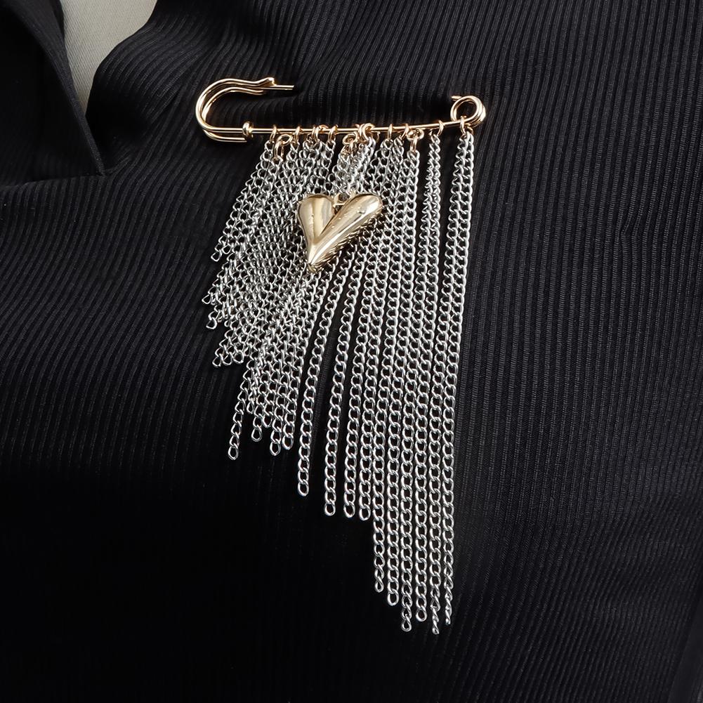 Exaggerate Long Tassel Chain Brooch For Women Handmade Beaded Many Layer Chain Multi Functional Fixed Pin Pants Clothes Decor