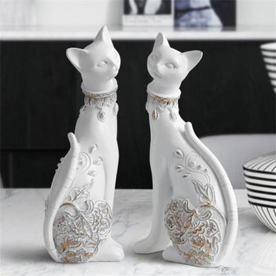 Classic Kitten Ornaments Solid Resin Artistic Creative Decoration Tv Cabinet Ornaments Waterproof Texture Blue-white/blue