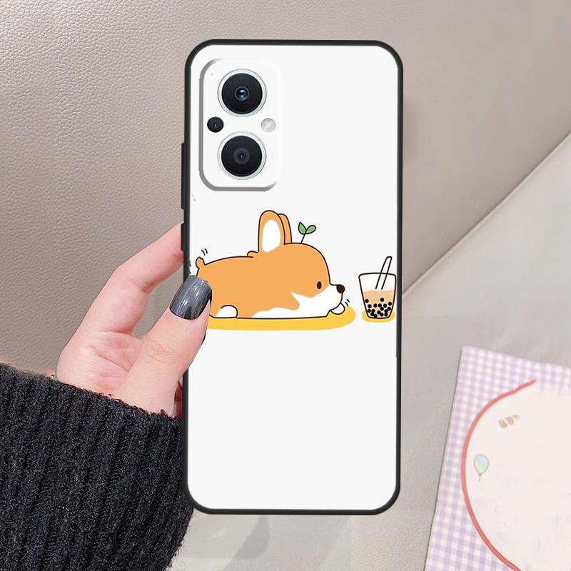 Cartoon Corgi Funda For OPPO Reno 12 F 11F 13F 14F 10 13 14 15 Pro 7 8 Lite OPPO Find X8 X6 X5 X9 Pro Case