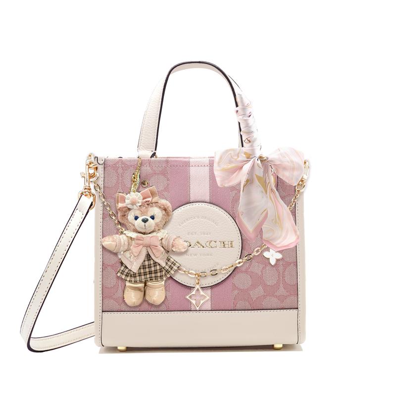 

COACH handbag [Customized bag] Dempsey 22 classic presbyopia hand-painted tote bag shopping bag crossbody bag fabric Peach Pink Wish Basic Set рожевий